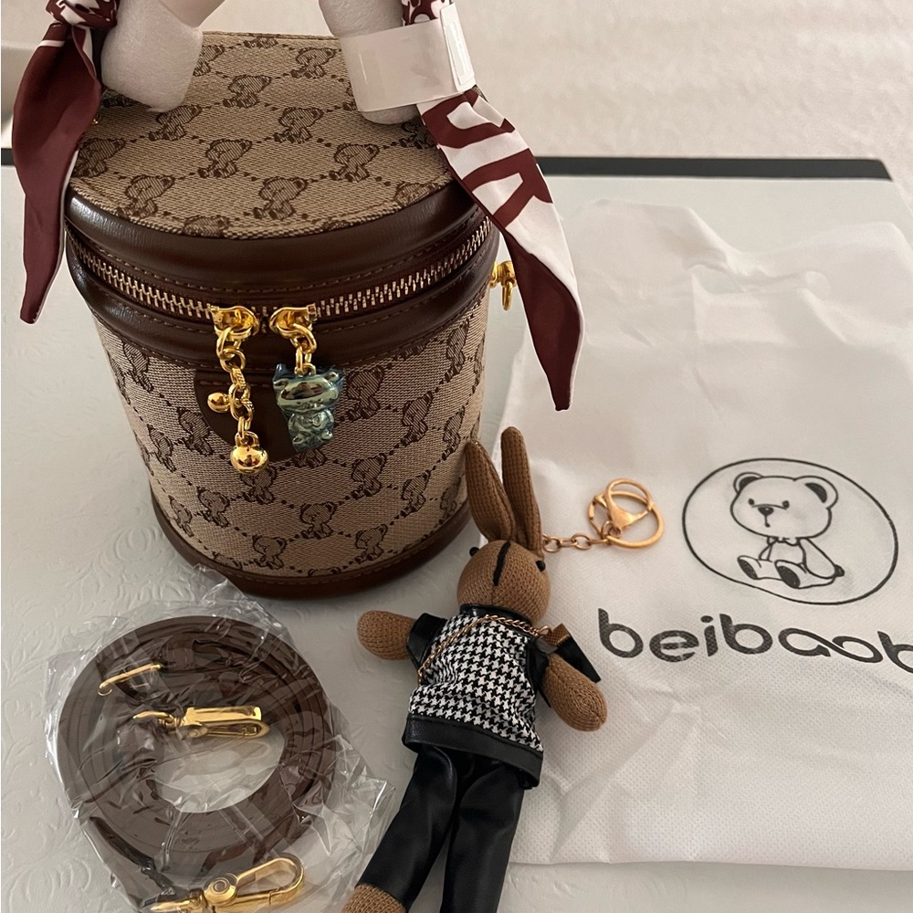 NEW Teddy Bear Cylinder Bucket Bag